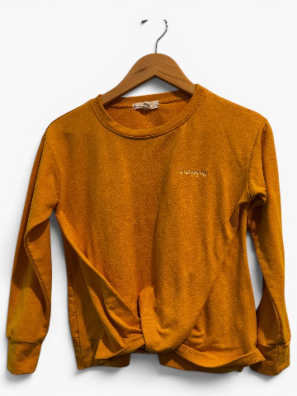Walking on Sunshine Stitch Fix Girls XL Mustard Yellow Twist Front Top VGUC